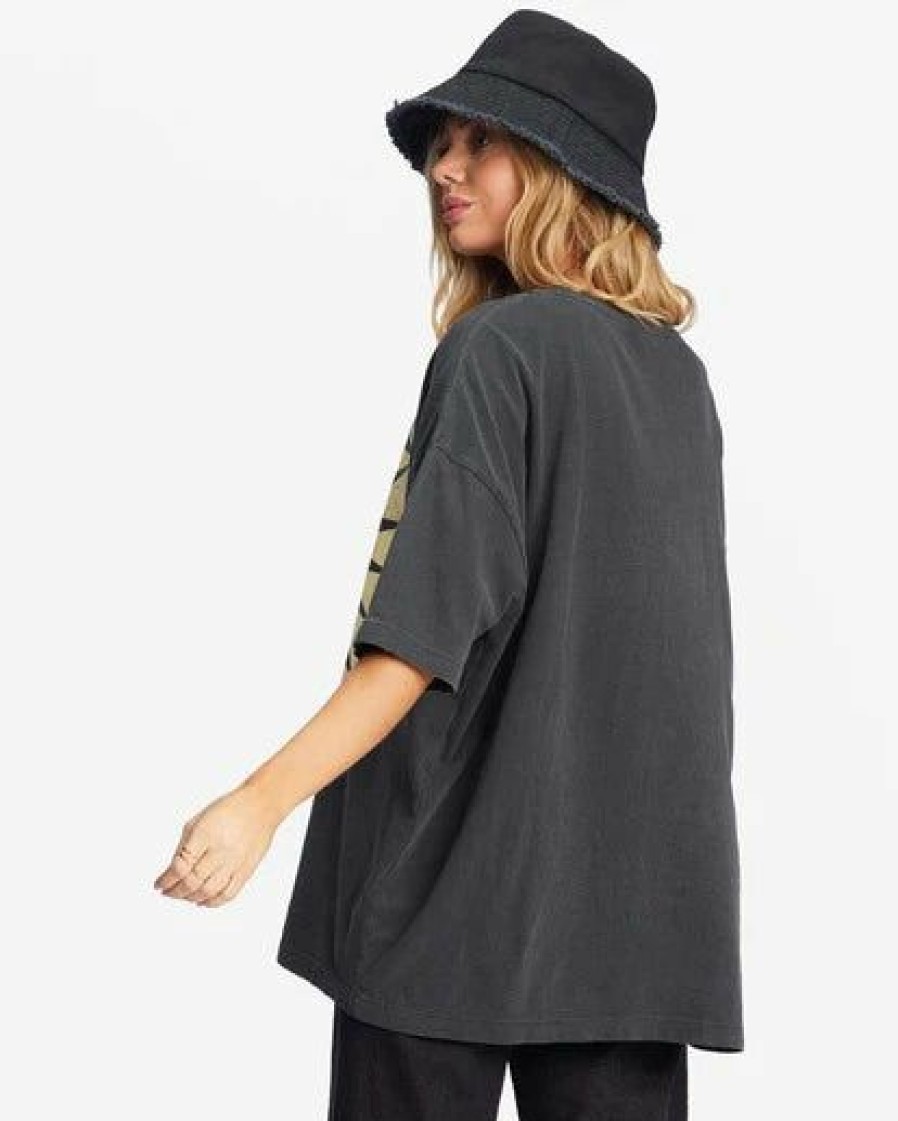 Womens Clothing * | Billabong Top Sellers Shirt With Love From The Sun Oversized Boyfriend Tee Off Black