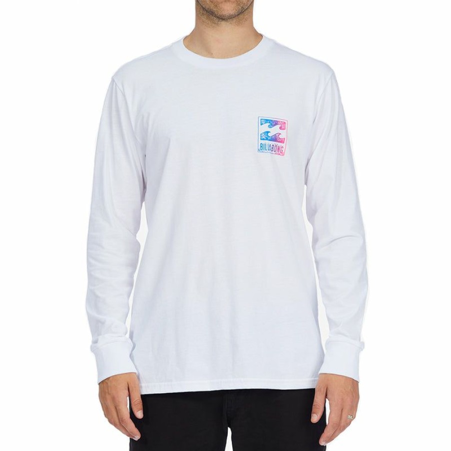 Mens Clothing * | Billabong Discount Crayon Wave L/S T-Shirt White