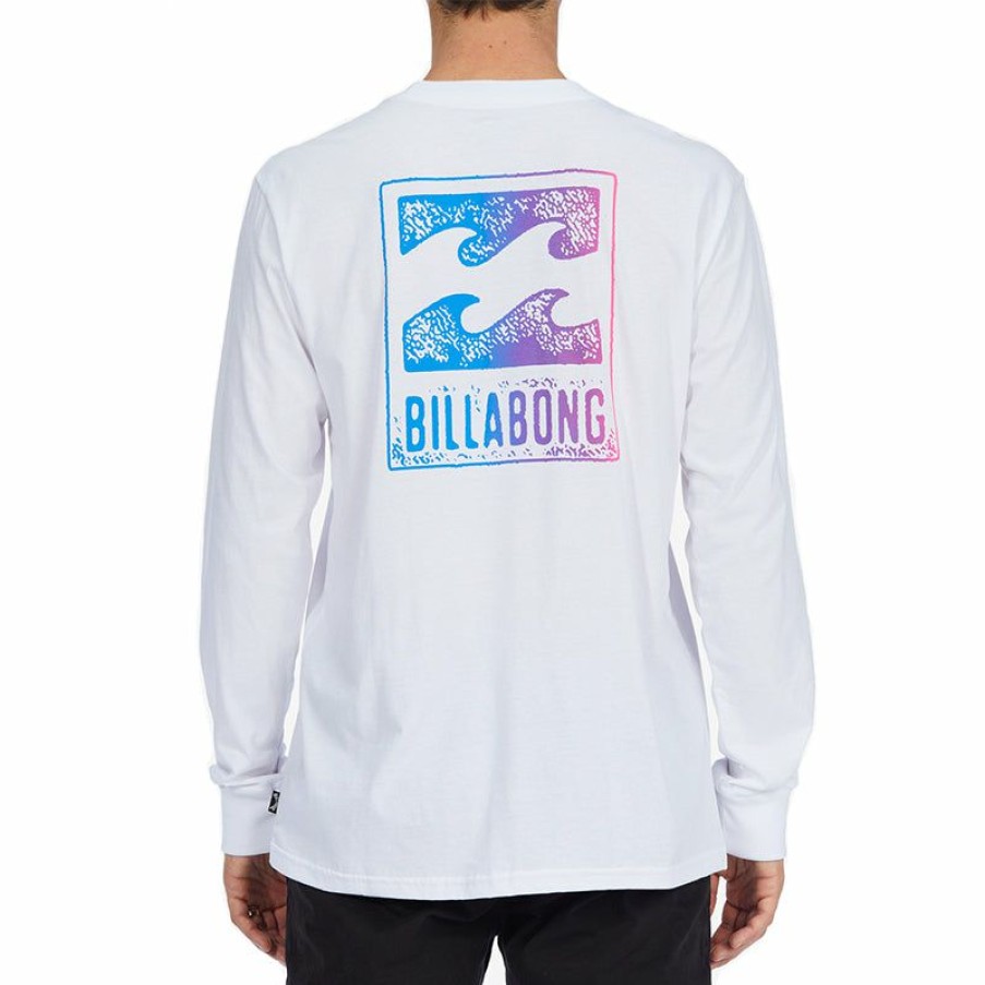 Mens Clothing * | Billabong Discount Crayon Wave L/S T-Shirt White