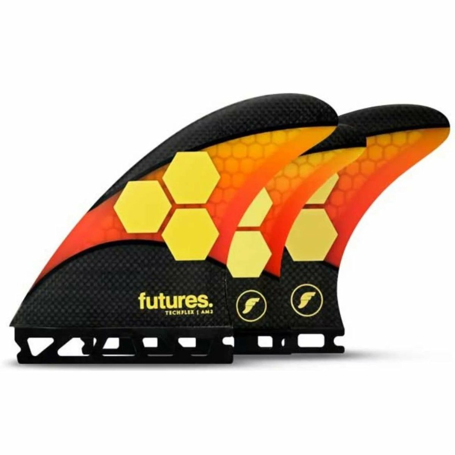 Sport * | Special Futures Am2 Techflex Thruster Surf Fins Orange/Red