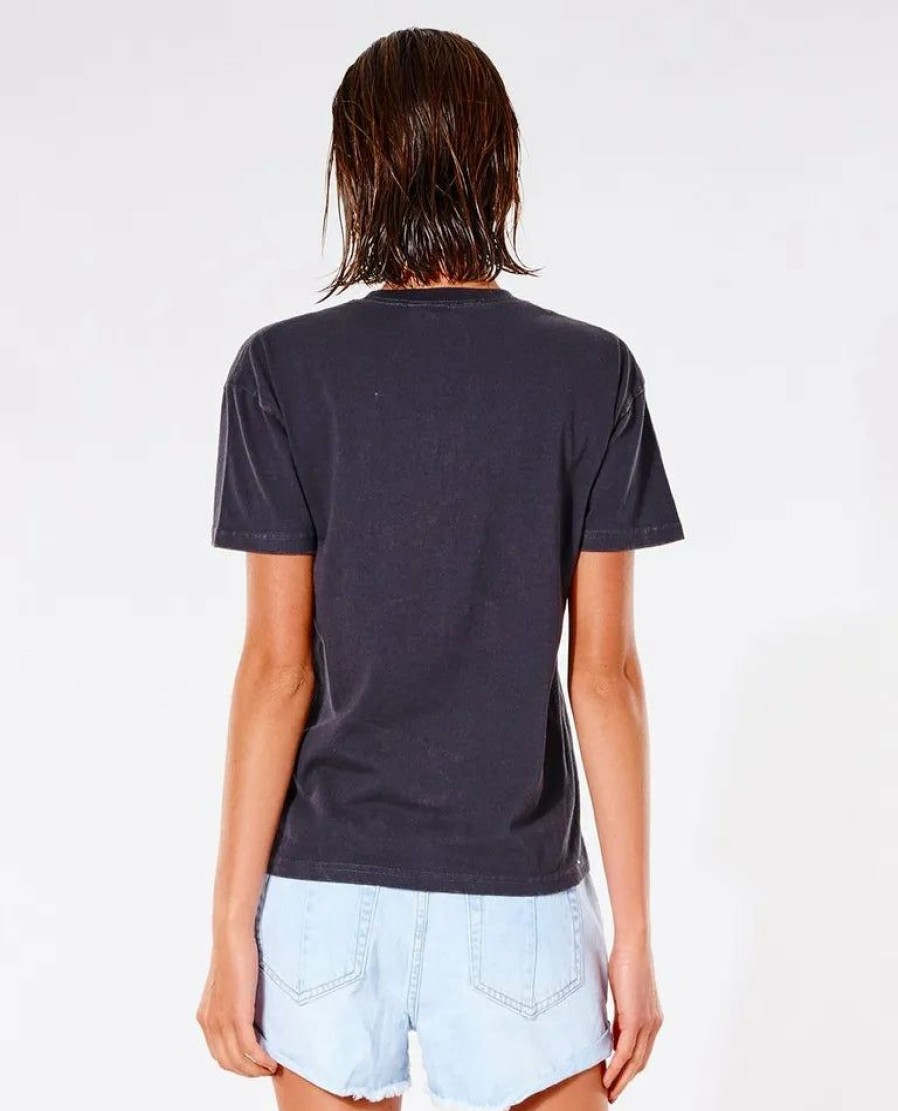 Womens Clothing * | Rip Curl Discounts Sunrays Oversized S/S Tee Washed Black