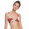 Womens Swim * | Roxy Flash Sale Garden Trip Elongated Triangle Bikini Top Marsala Isha Maroon