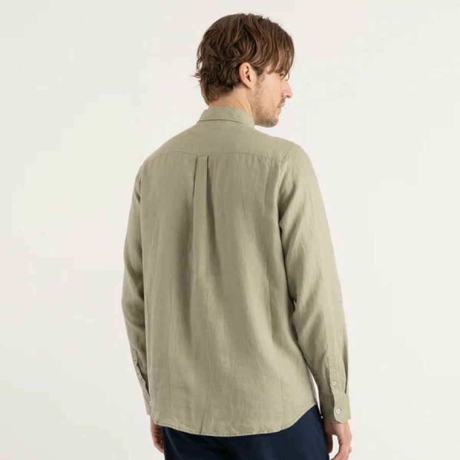 Mens Clothing * | Banks Journal Tendy Style Hastings L/S Linen Woven Shirt Green Tea