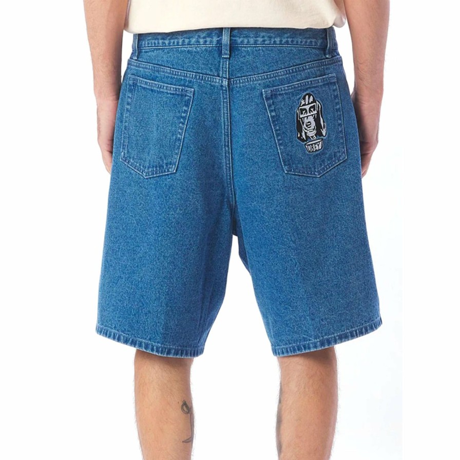 Mens Clothing * | Obey Special Bigwig Baggy Denim Short Light Indigo ...