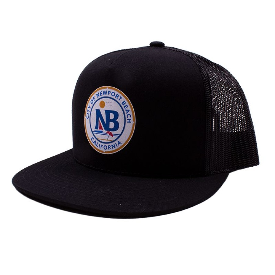 Mens Accessories * | Jack'S Surfboards Original Nb City Logo Trucker Hat Black