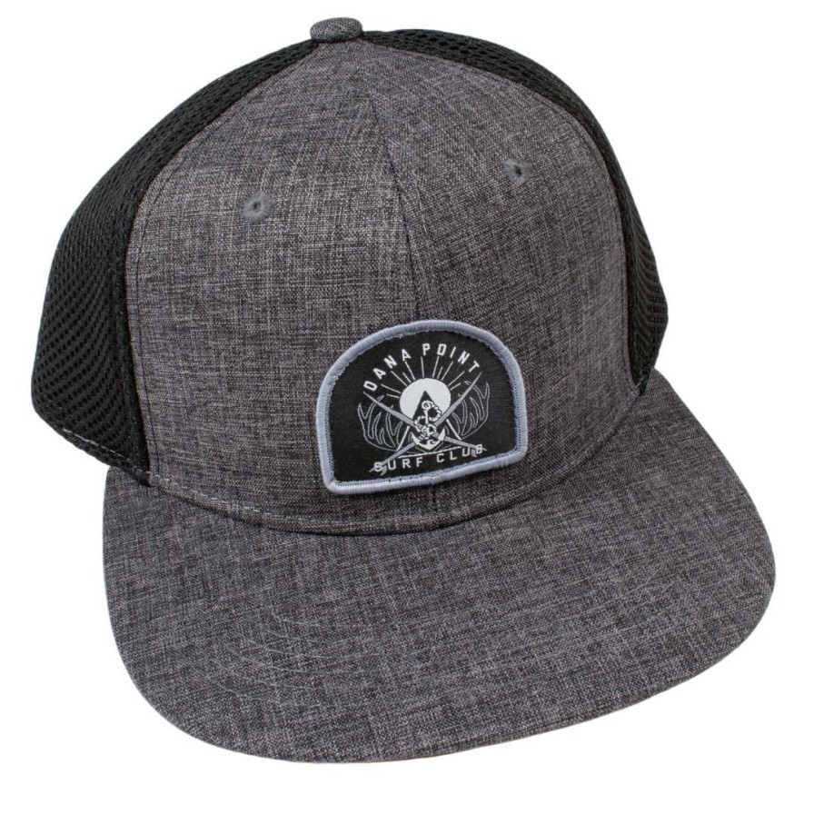 Mens Accessories * | Jack'S Surfboards Discount Dana Point Surf Club Mesh Snapback Charcoal/Mesh