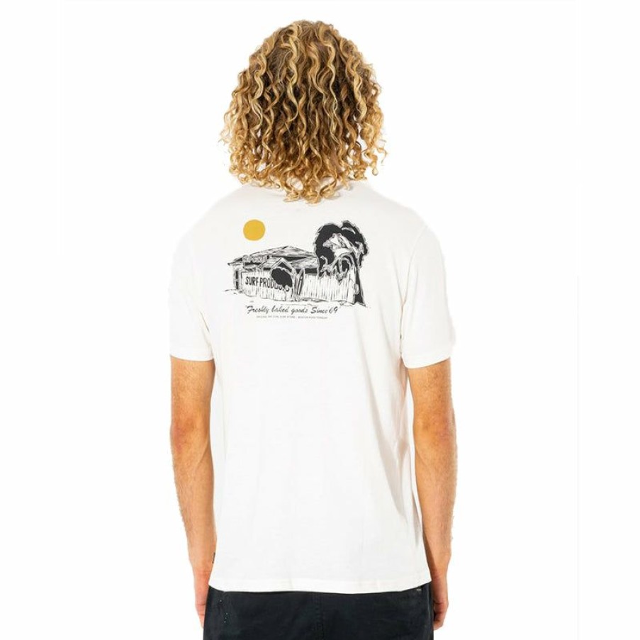 Mens Clothing * | Rip Curl Flash Sale Bakery S/S Tee Bone - White