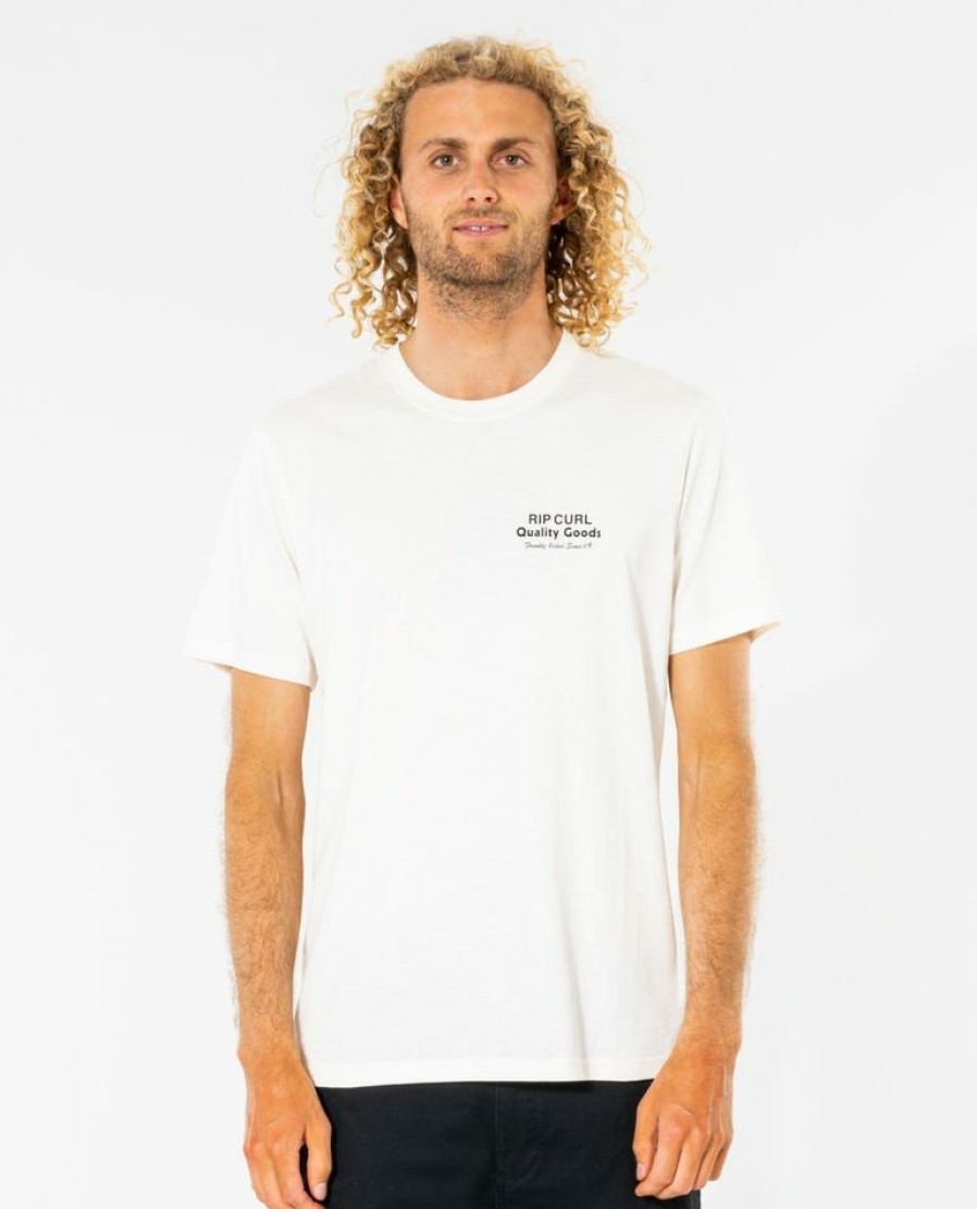 Mens Clothing * | Rip Curl Flash Sale Bakery S/S Tee Bone - White