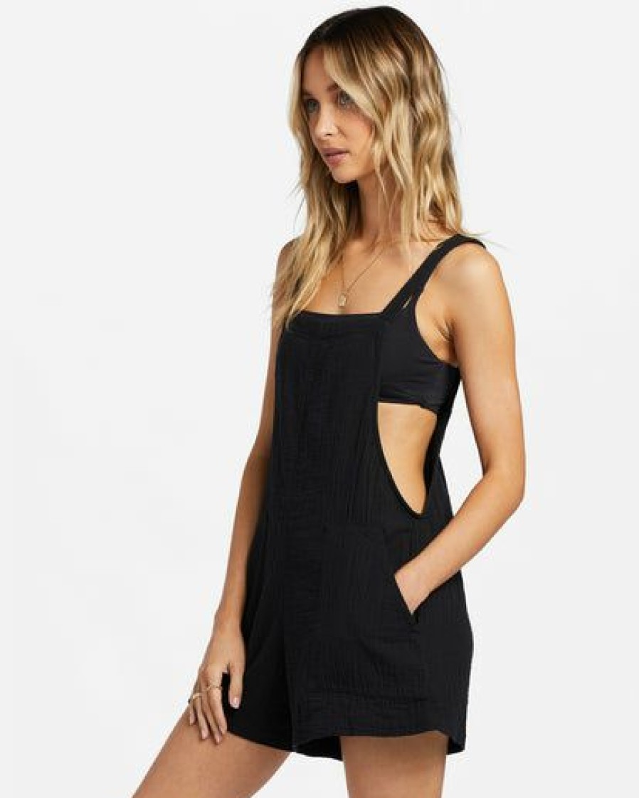 Womens Clothing * | Billabong Discounts Beach Crush Romper Black Pebble