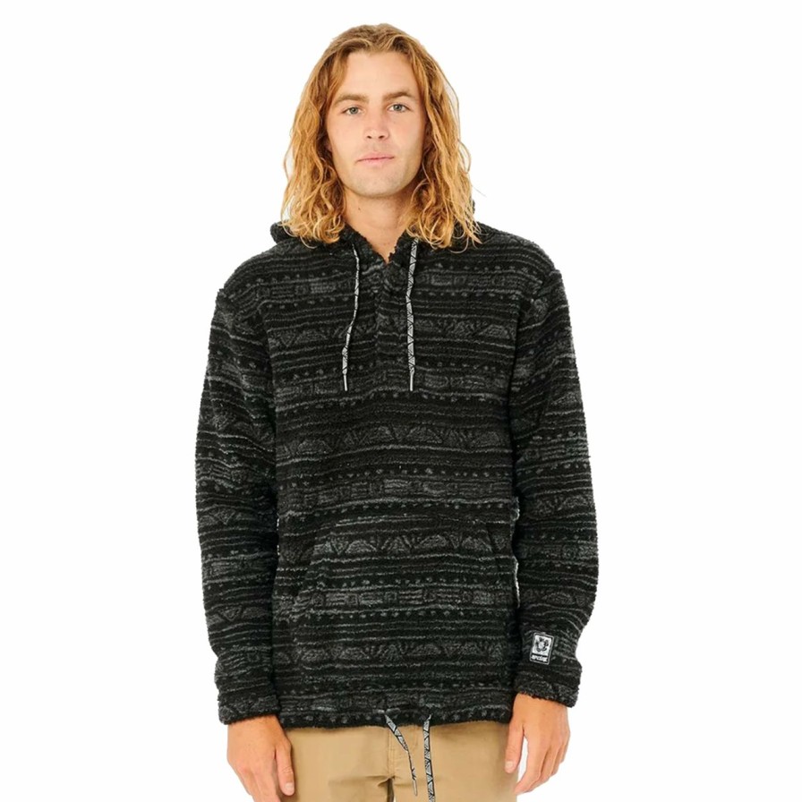 Mens Clothing * | Rip Curl Shop Archive Polar Fleece Hood Black