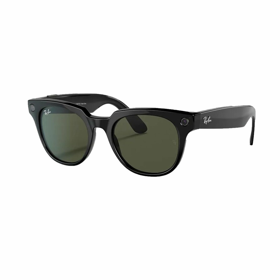 Mens Accessories * | Clearance Sale Rw4005 Ray-Ban Stories Sunglasses In Meteor Black W/ Dark Green Lenses