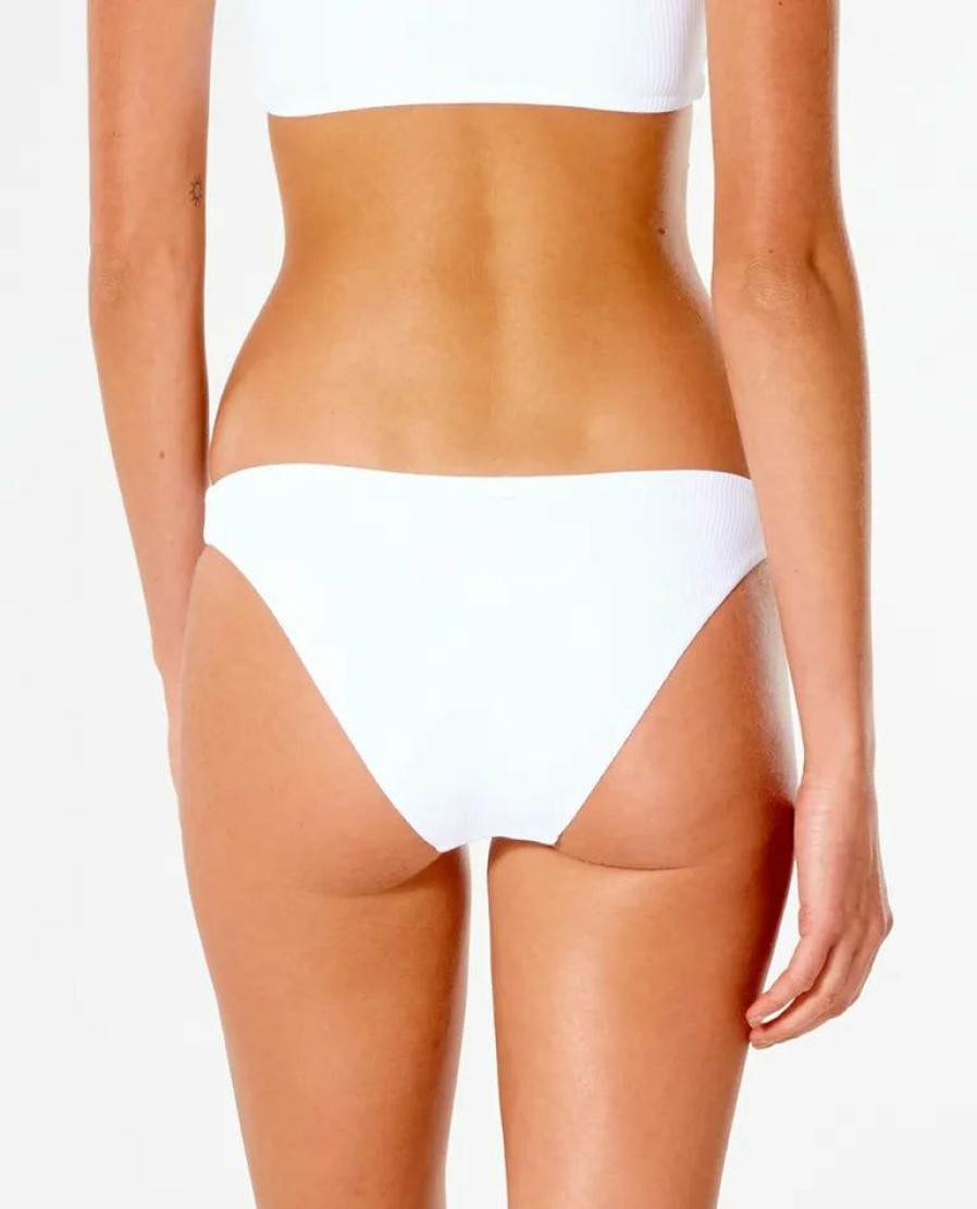 Womens Swim * | Rip Curl Original Wave Shapers Stripe Good Coverage Swim Bottom White