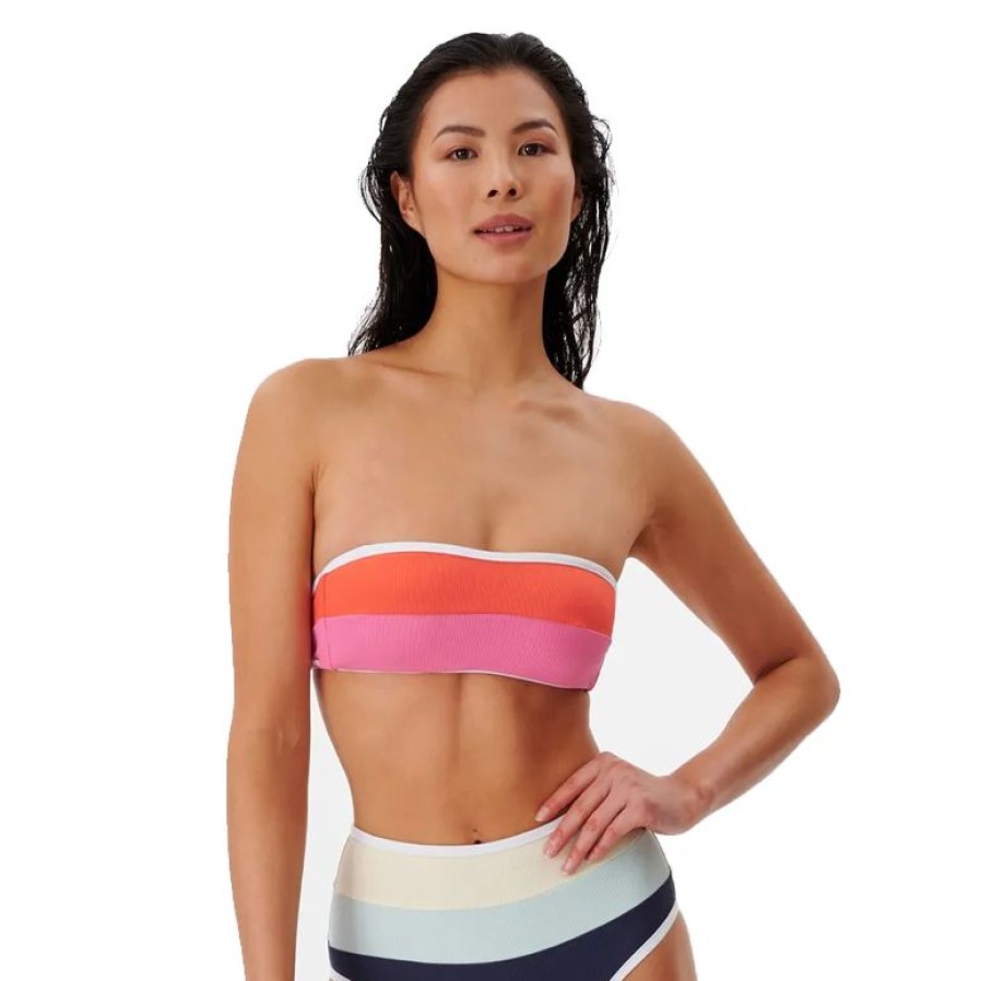 Womens Swim * | Rip Curl Tendy Style Heat Wave Bandeau Swim Top Red