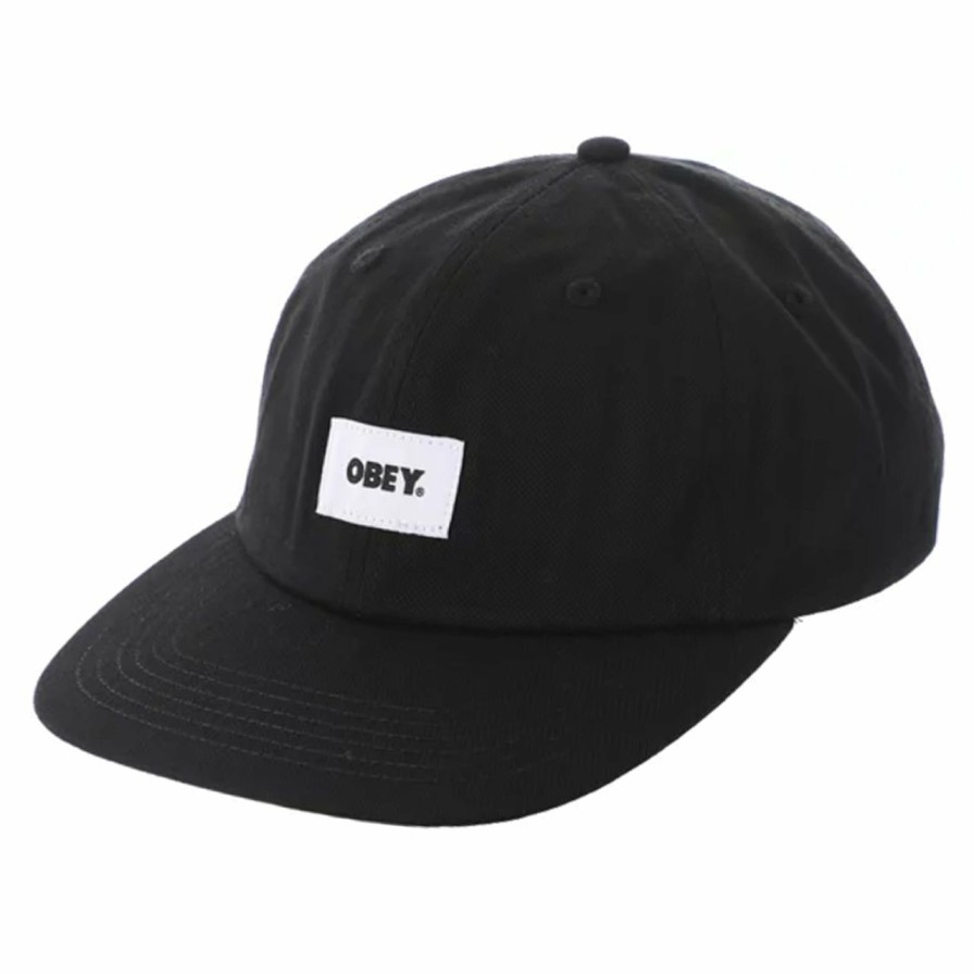 Mens Accessories * | Obey Clearance Sale Bold Label Organic Strapback Ii Hat Black