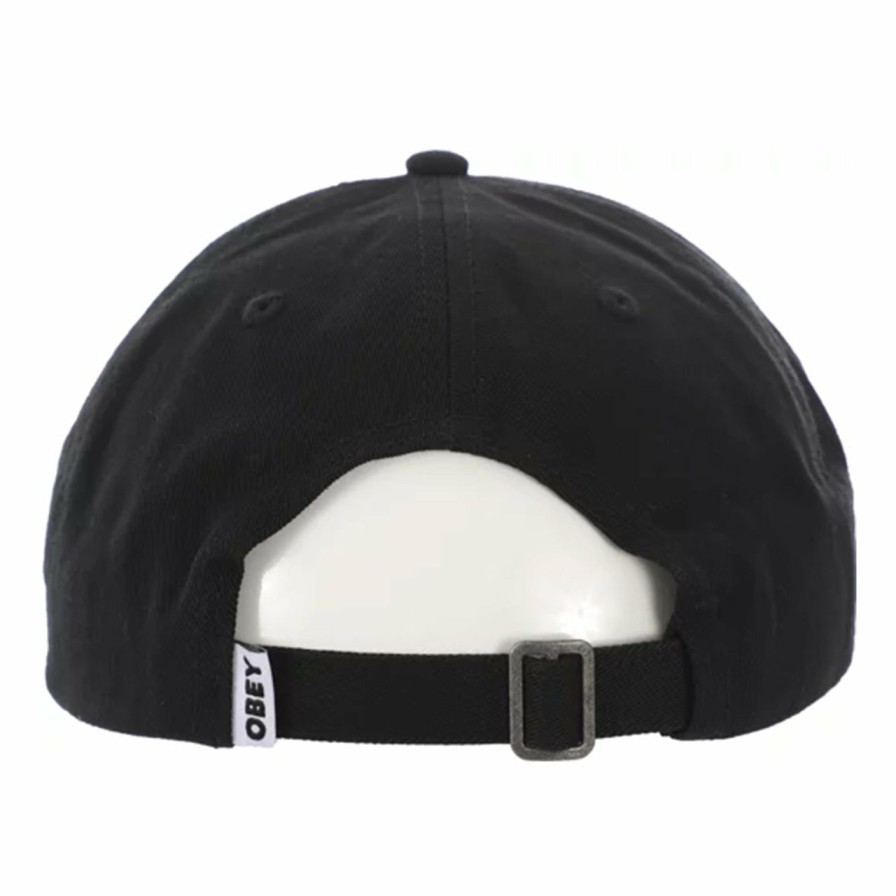 Mens Accessories * | Obey Clearance Sale Bold Label Organic Strapback Ii Hat Black